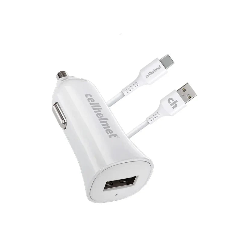 2.4A Car Charger + 3' Round Type-C to Type-A Cable (Halo icon)