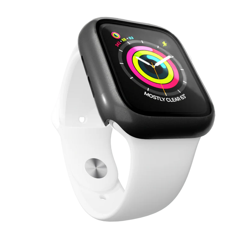 Watch Bumper and integrated screen protector compatible w/ 46mm Apple Watch - Black (Halo icon)