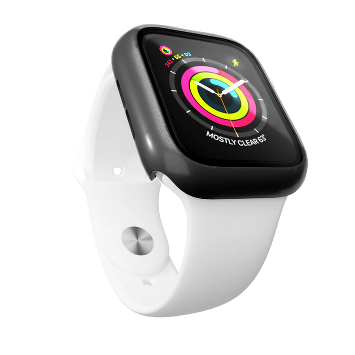 Watch Bumper and integrated screen protector compatible w/ 46mm Apple Watch - Black (Halo icon)