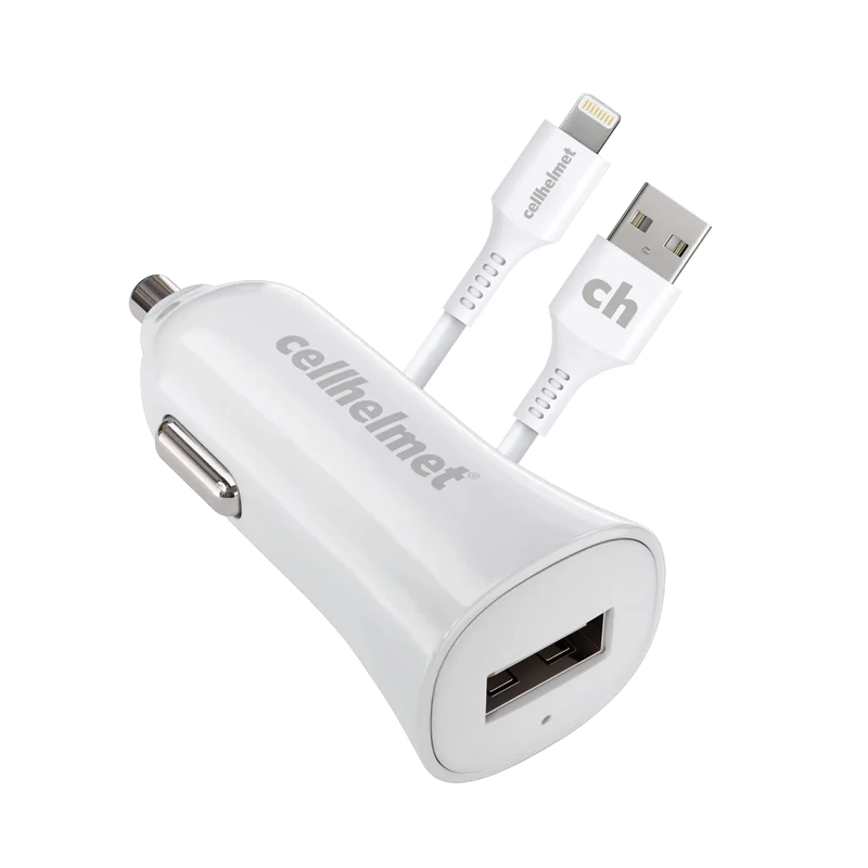 2.4A Car Charger + 3' Round Lightning Cable to Type A (Halo icon)