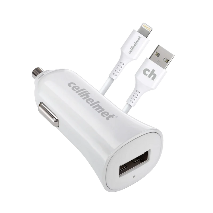 2.4A Car Charger + 3' Round Lightning Cable to Type A (Halo icon)