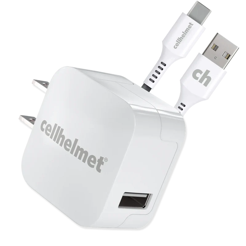 2.4A Wall Charger + 3' Round Type-C to Type-A USB Cable (Halo icon)