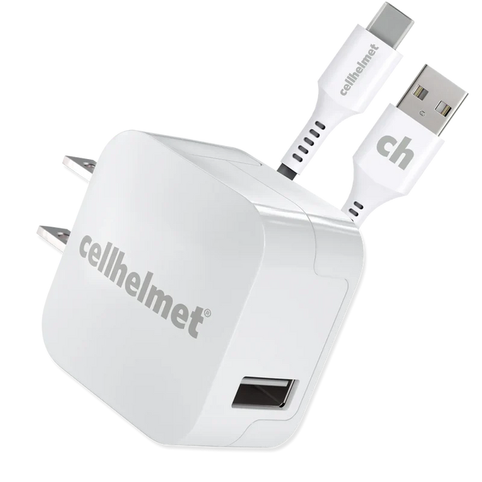 2.4A Wall Charger + 3' Round Type-C to Type-A USB Cable (Halo icon)